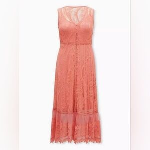 torrid Coral Lace Button-Front Maxi Dress